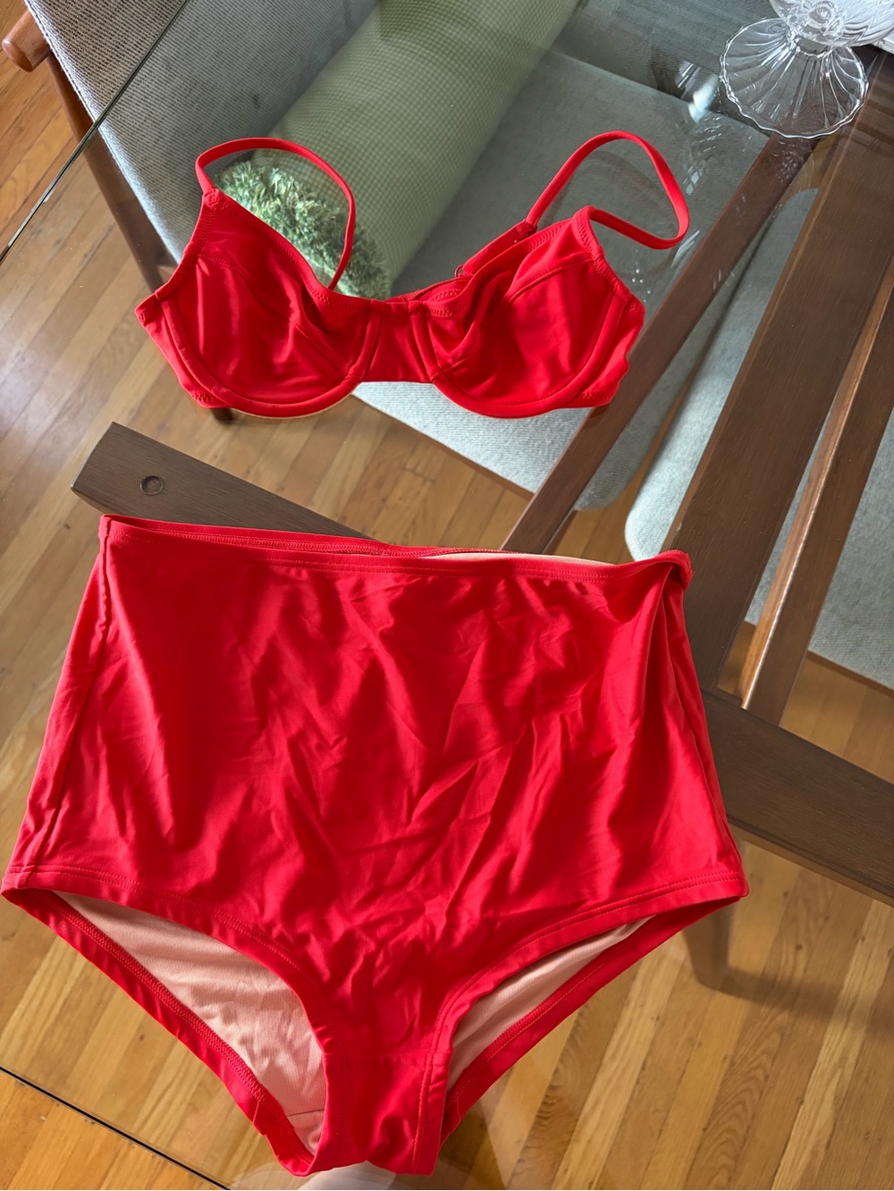 J. Crew Red Underwire Bikini with High-Waist Bottoms